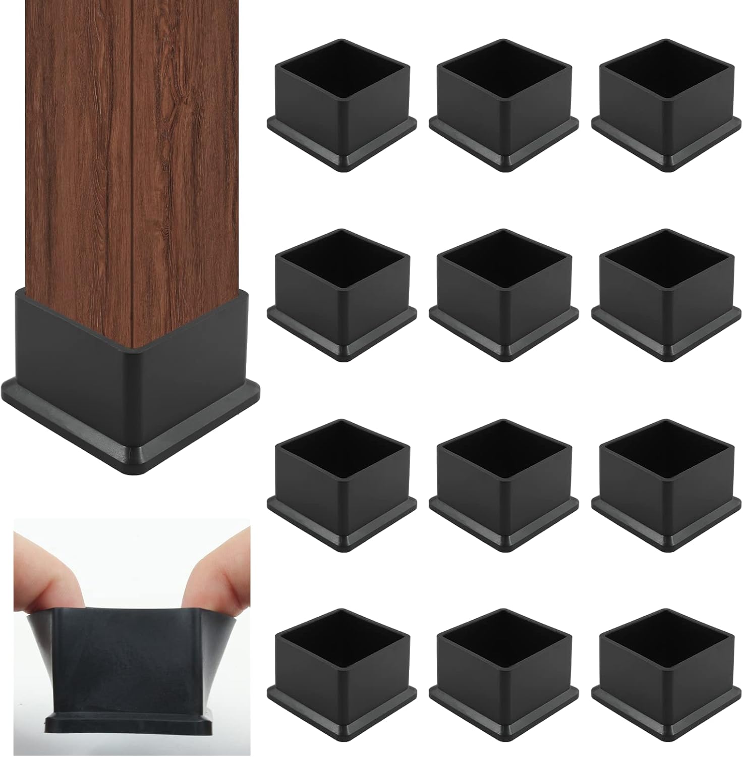 Protect Floors with HARSKIYER 1.5 Rubber Chair Leg Caps