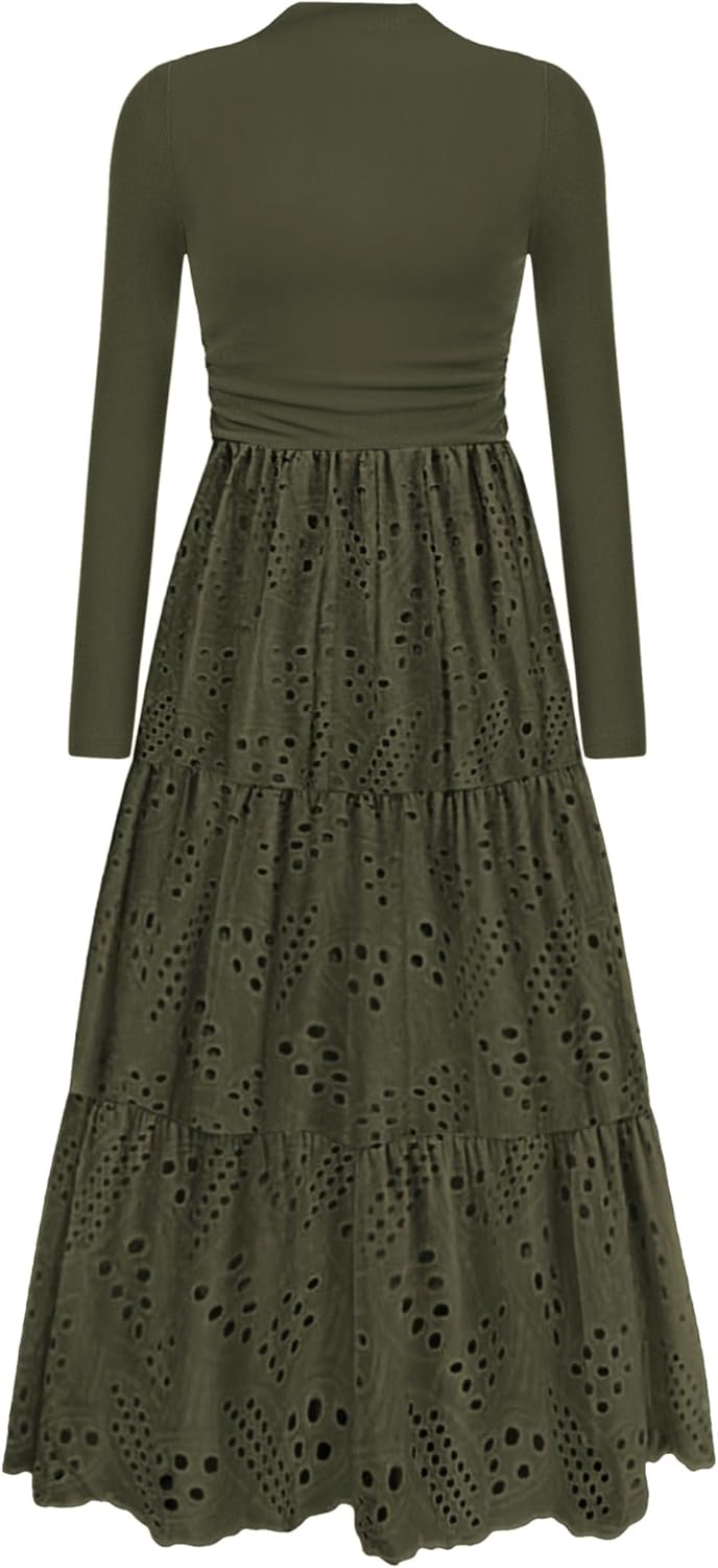 PRETTYGARDEN Long Sleeve Dress for Women 2025 Fall Maxi Style