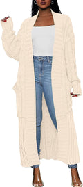 Womens Long Cable Knit Cardigan 2025 Fall Maxi Duster - Cozy Fit