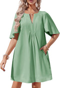 Wenrine Womens Flutter Sleeve Mini Dress - Flowy Casual Summer Fit