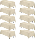 Beige Tablecloths 70 x 120 in 10 Pack - Durable Linen Polyester Covers