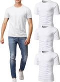 H2H Mens Slime Short Sleeve T-Shirts for Men - 3 Pack Crew-Neck White