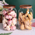 1 Gallon Glass Jar with Wooden Acacia Airtight Lid - Large Storage Jar