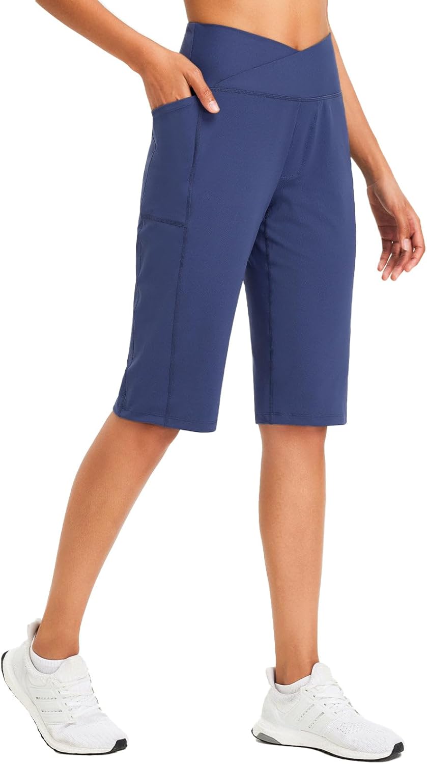 Baleaf Womens Bermuda Long Shorts for Summer Activities