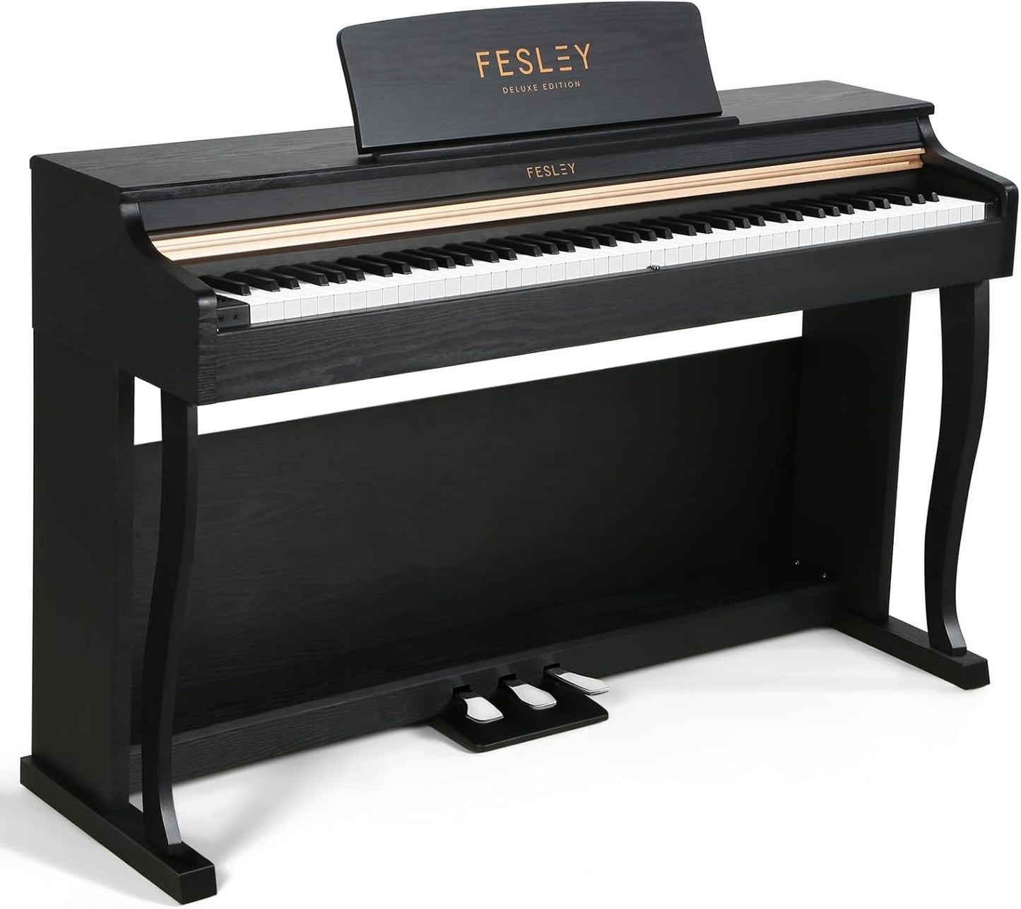 Fesley 88-Key Weighted Piano: Pro Hammer Action, Bluetooth MIDI, Black