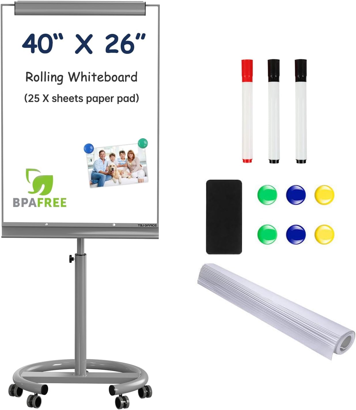 TSJ OFFICE Mobile Standing Whiteboard - Versatile & Adjustable