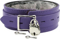 Latigo Leather Collar in Black with Chinchilla Faux Fur - Lockable