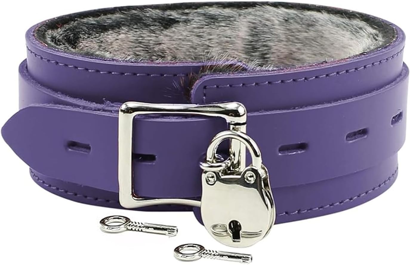 VP Leather Austin Latigo Leather Collar with Faux Fur Lining
