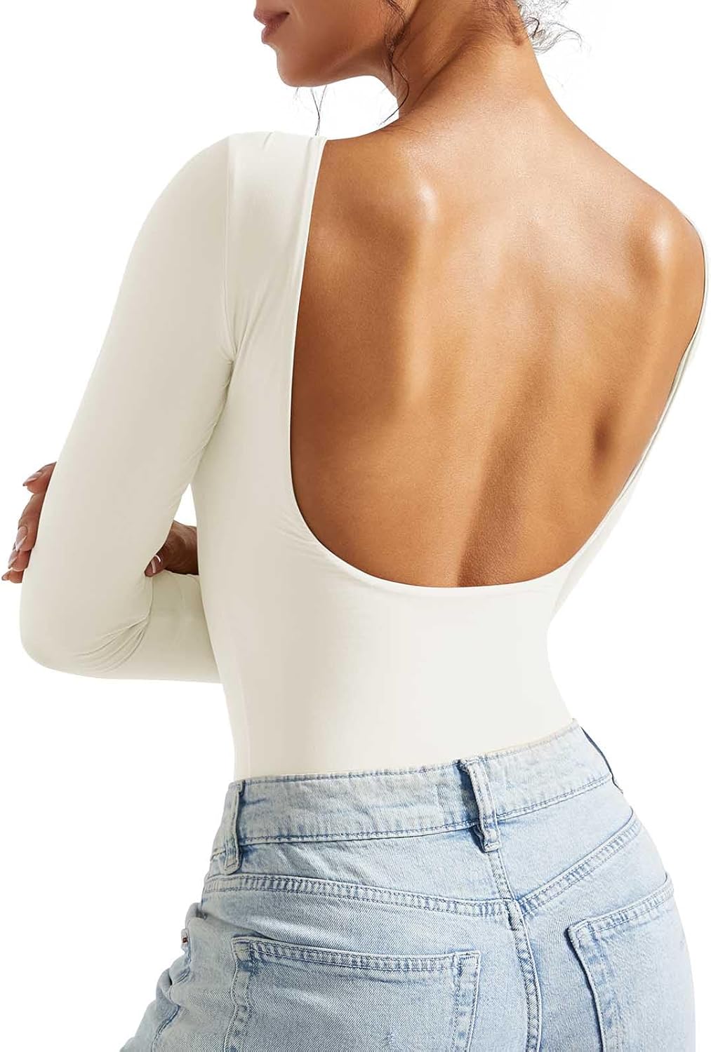 SUUKSESS Women Backless Long Sleeve Bodysuit for All Occasions
