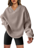 Oversized V Neck Sweatshirt Womens Pullover - Comfy Everyday Top