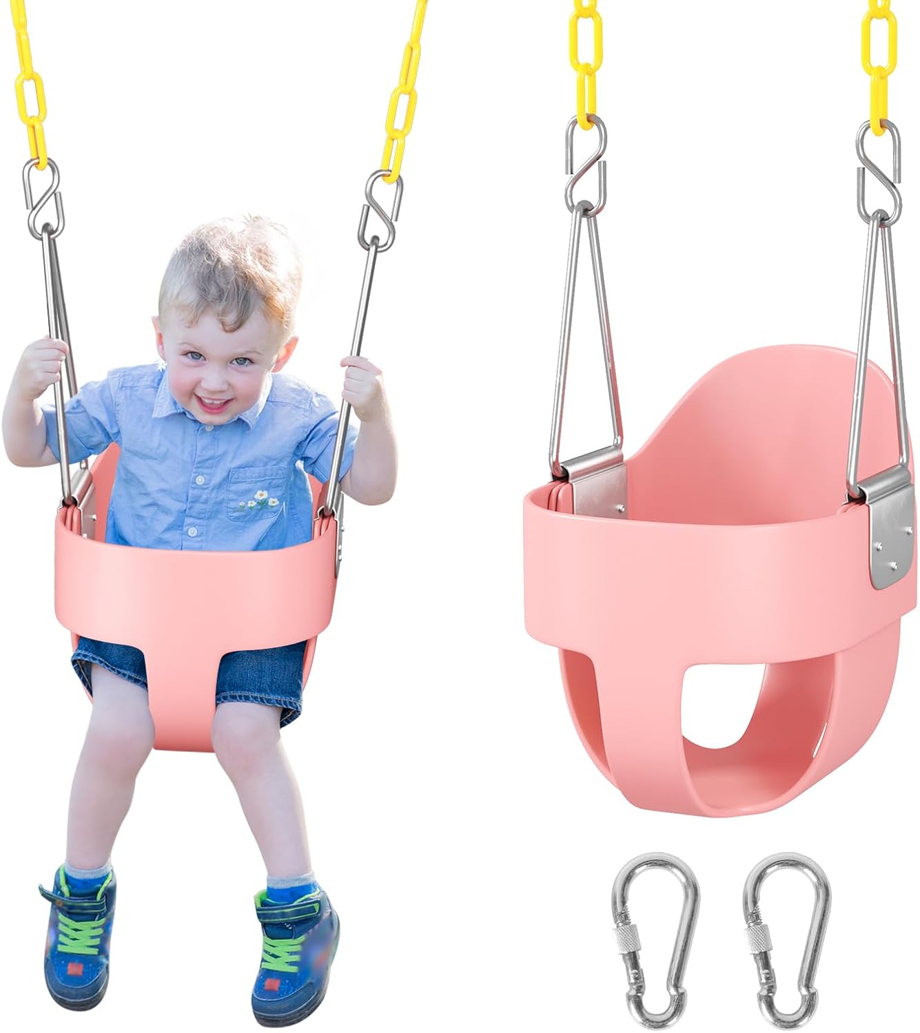 DECORLIFE Toddler Swing - Safe High Back Full Bucket Seat
