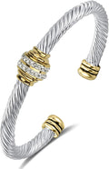 Tiyad Cable Bracelet Stainless Steel Twisted Wire Adjustable Cuff