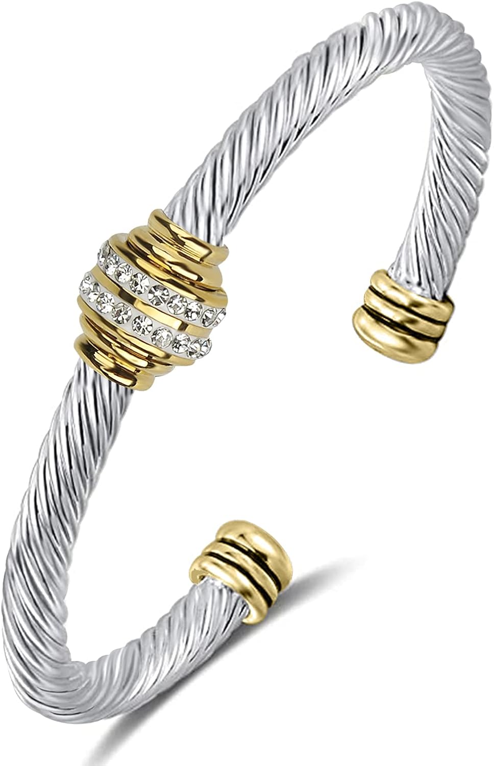 Tiyad Vintage Stainless Steel Cable Bracelet - Stylish Unisex Cuff Bangle