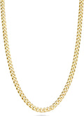 Miabella 18K Gold Over 925 Sterling Silver 3.5mm Cuban Link Chain