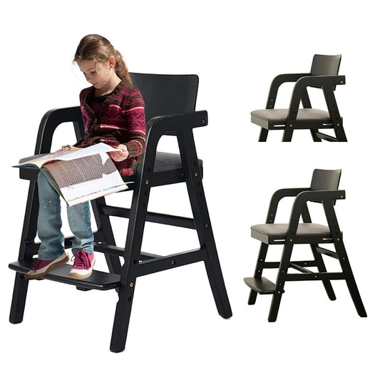 Solid Wood High Chair for Toddlers to Teens, Adjustable Dining Chair