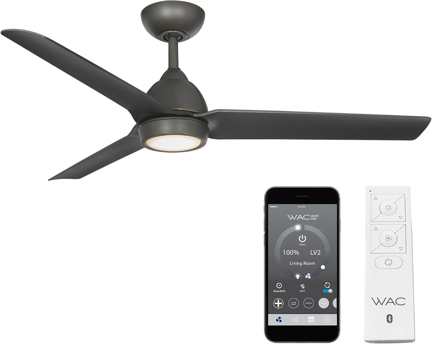 WAC Smart Ceiling Fan with LED Light - Alexa Compatible