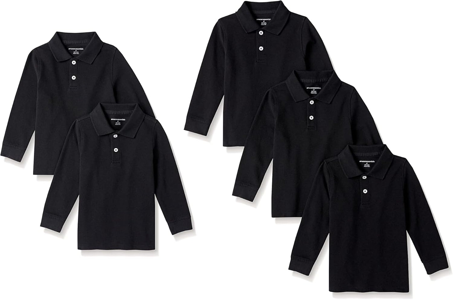 Boys and Toddlers' Long-Sleeve Pique Polo Shirts for Comfort