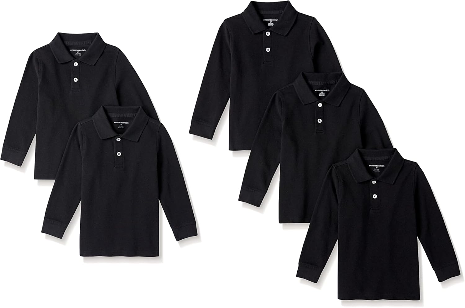 Boys and Toddlers' Long-Sleeve Pique Polo Shirts for Comfort