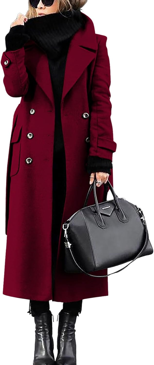Chouyatou Women's Winter Double Breasted Wool Coat for Style