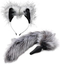 Grey Wolf Tail Anal Plug and Ears Set - Plush Role Play Accessory