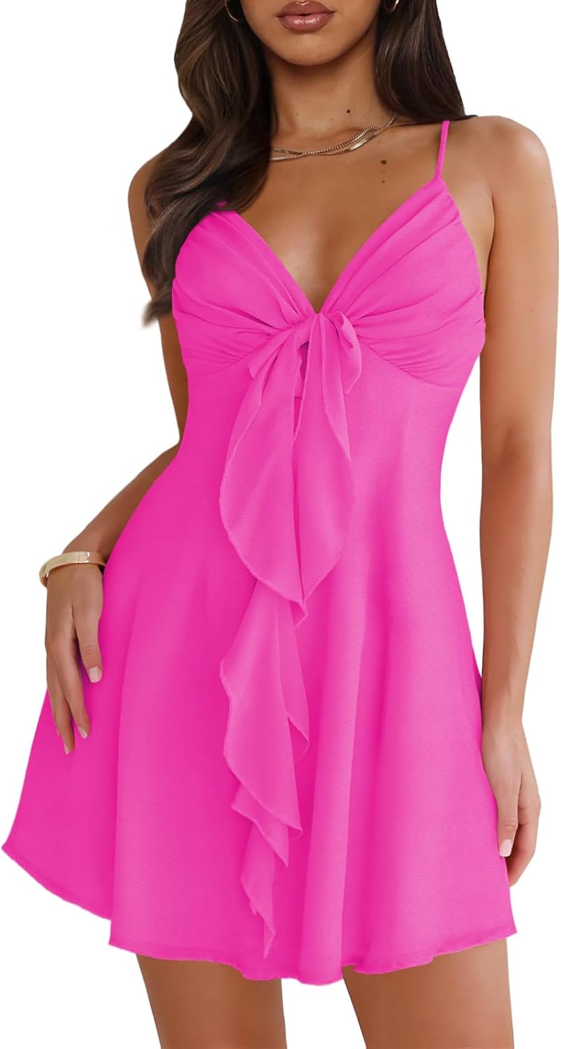 MIYIEONZ Women Sleeveless Sexy V Neck Summer Dress