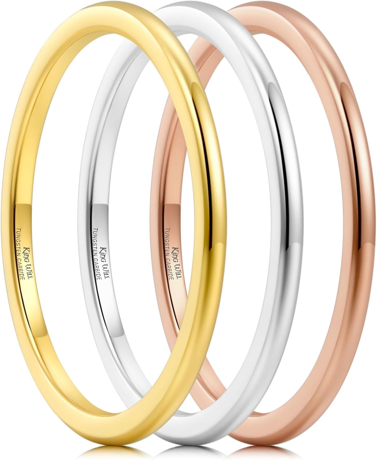 Tungsten Carbide Wedding Band with 24k Gold Plated Finish