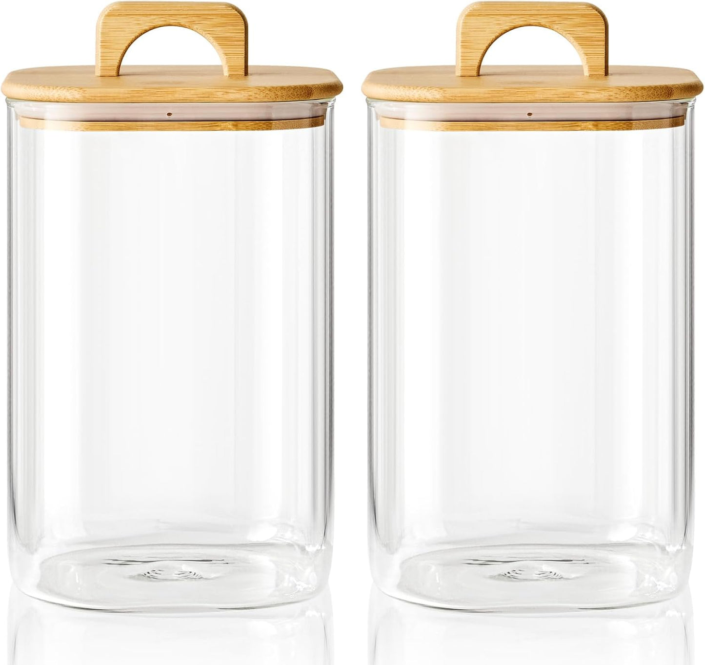 Large 4 qt Glass Jars with Bamboo Lids for Storage Needs