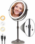 9in Lighted Makeup Mirror with 1X/10X Magnification - Rechargeable
