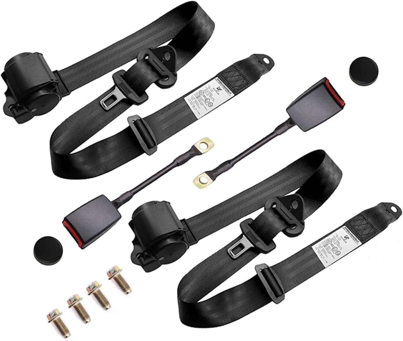 2PCS Universal 3Point Retractable Adjustable Belts for Golf Carts