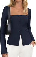 ZESICA Women's Square Neck Blazers for Effortless Fall Style