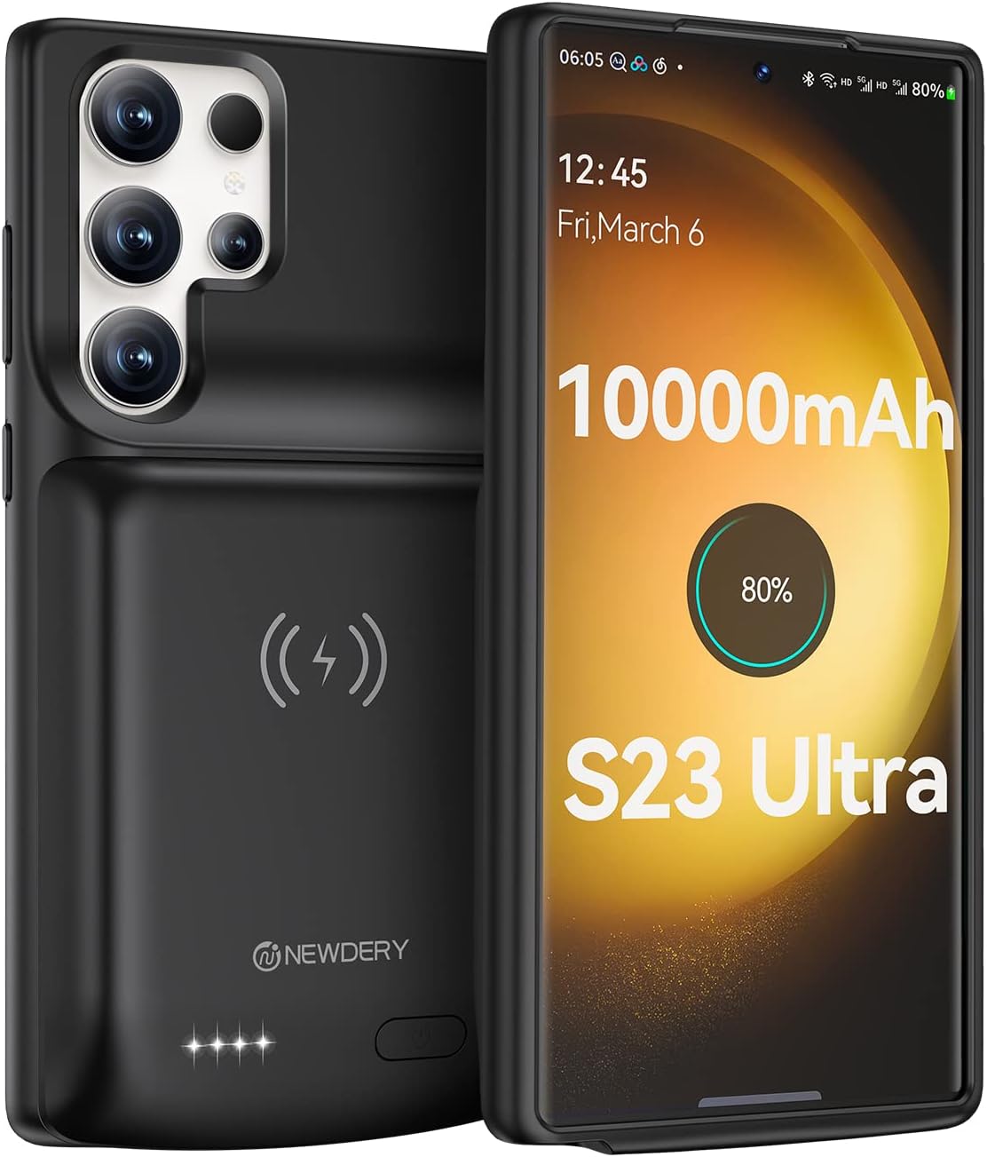 NEWDERY Galaxy S23 Ultra Battery Case 10000mAh for Fast Charging