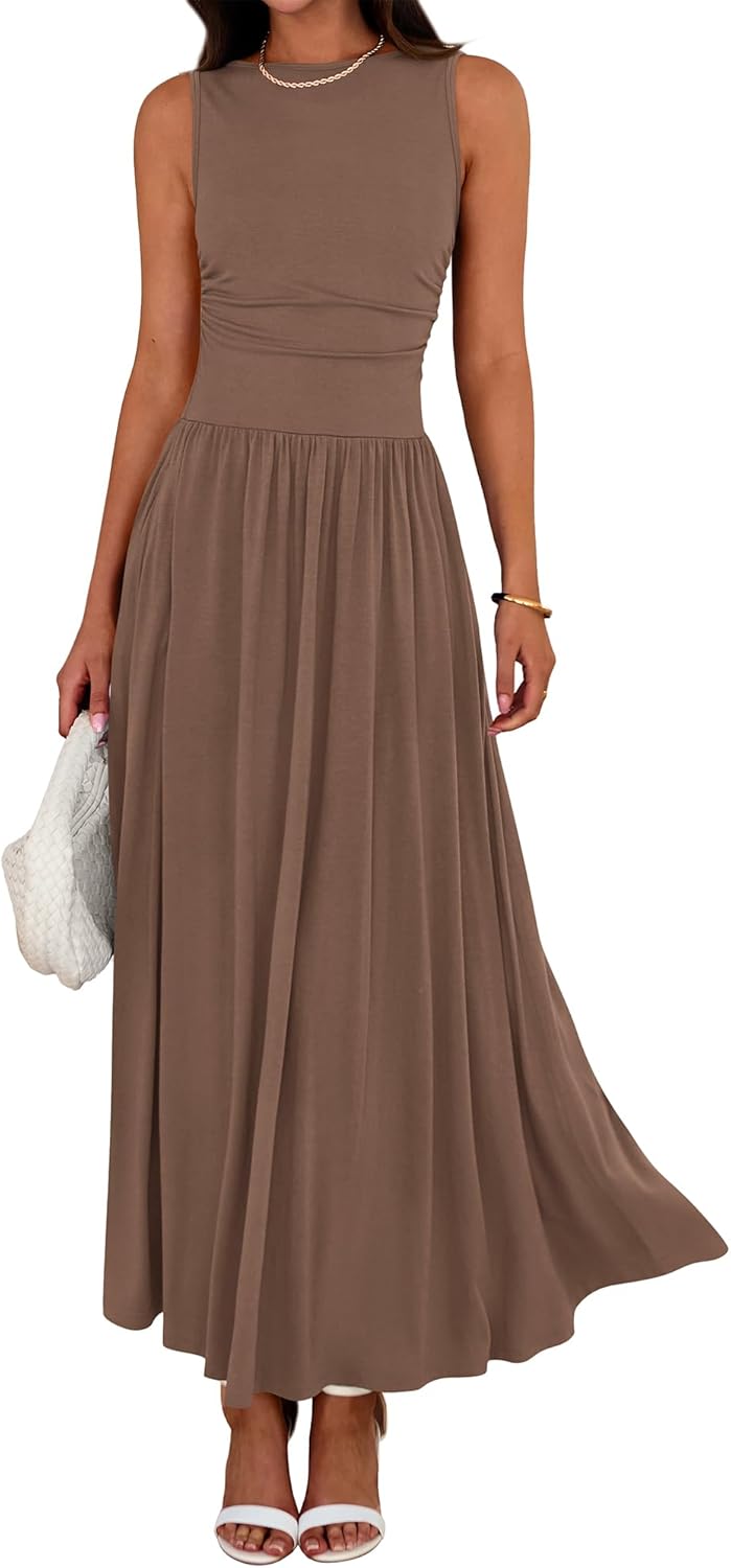 BTFBM Summer Maxi Dresses for Women - Flowy Beach Dress 2025