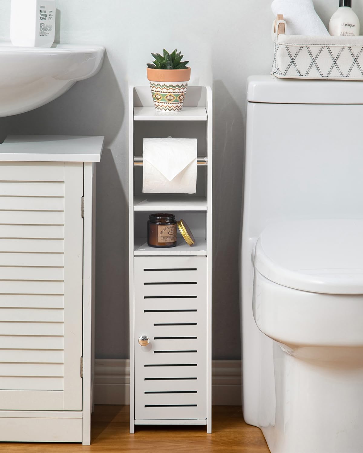 AOJEZOR Toilet Paper Holder Stand for Small Bathroom Storage