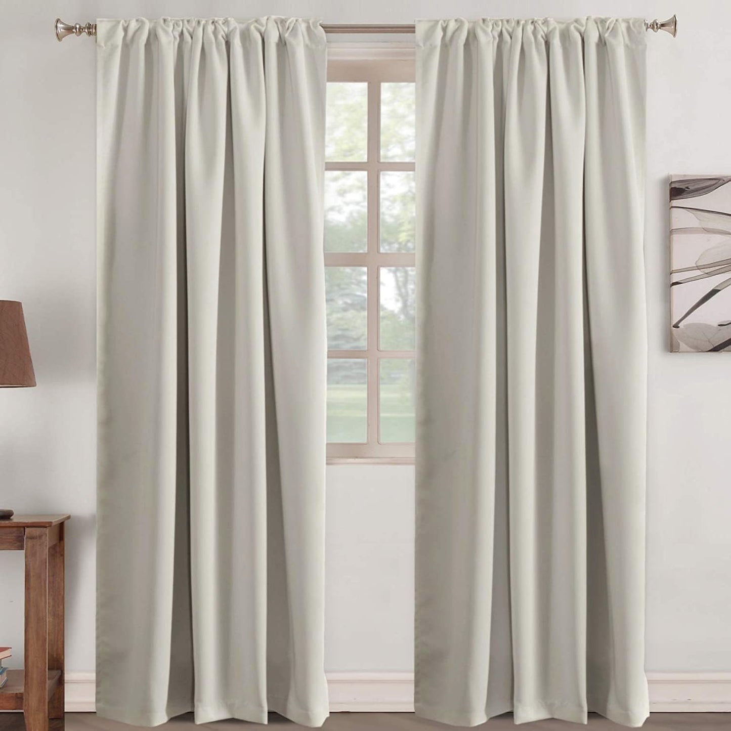 Turquoize Cream Beige Blackout Curtains for Living Room 84 in
