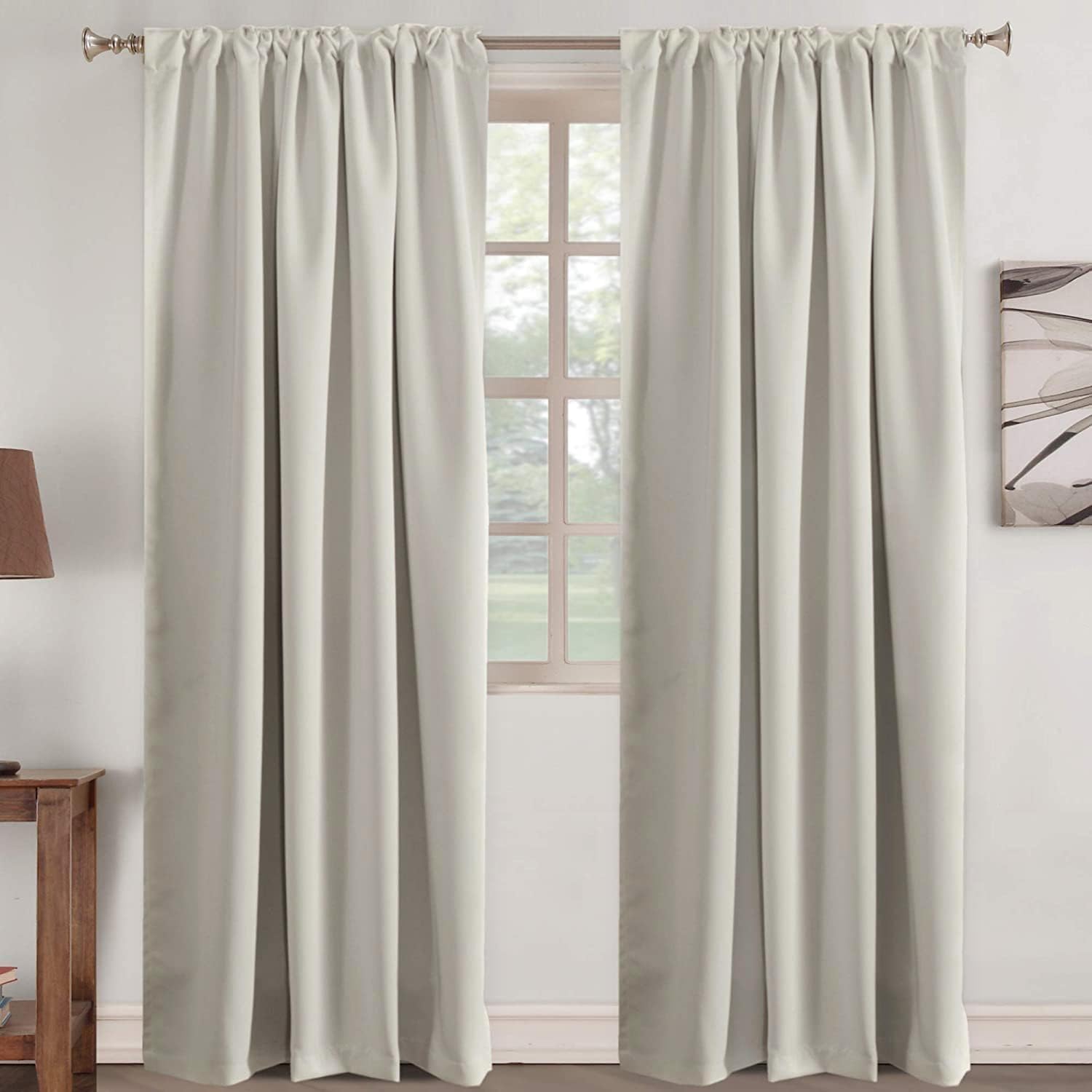 Turquoize Cream Beige Blackout Curtains for Living Room 84 in
