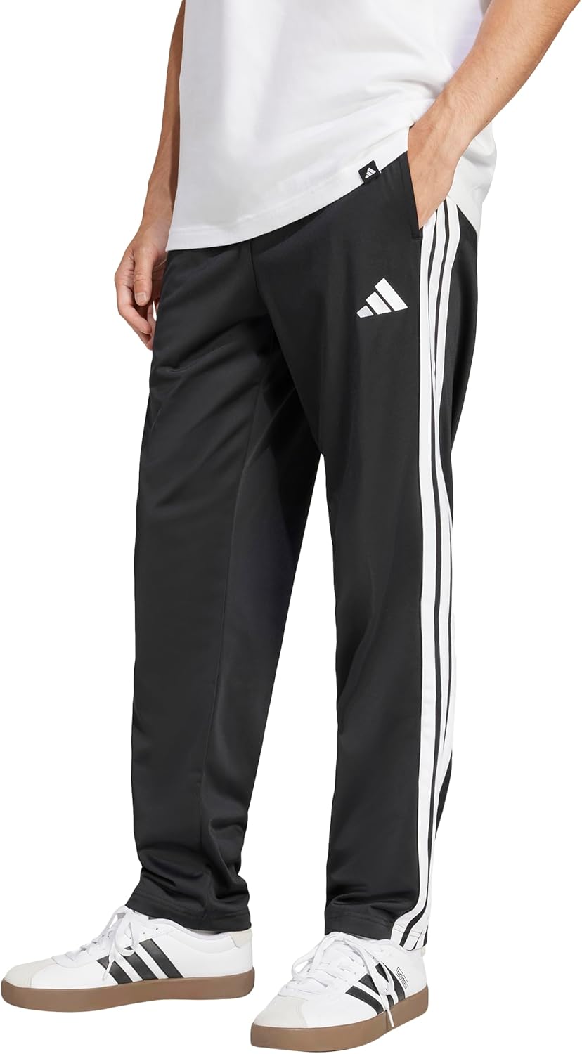adidas Mens 3-Stripes Tricot Open Hem Track Pants for Comfort