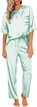 Women's Satin Pajama Set by Ekouaer for Evening Comfort