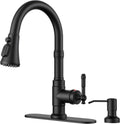 Vintage Kitchen Faucet with Pull Down Sprayer - Matte Black High Arc