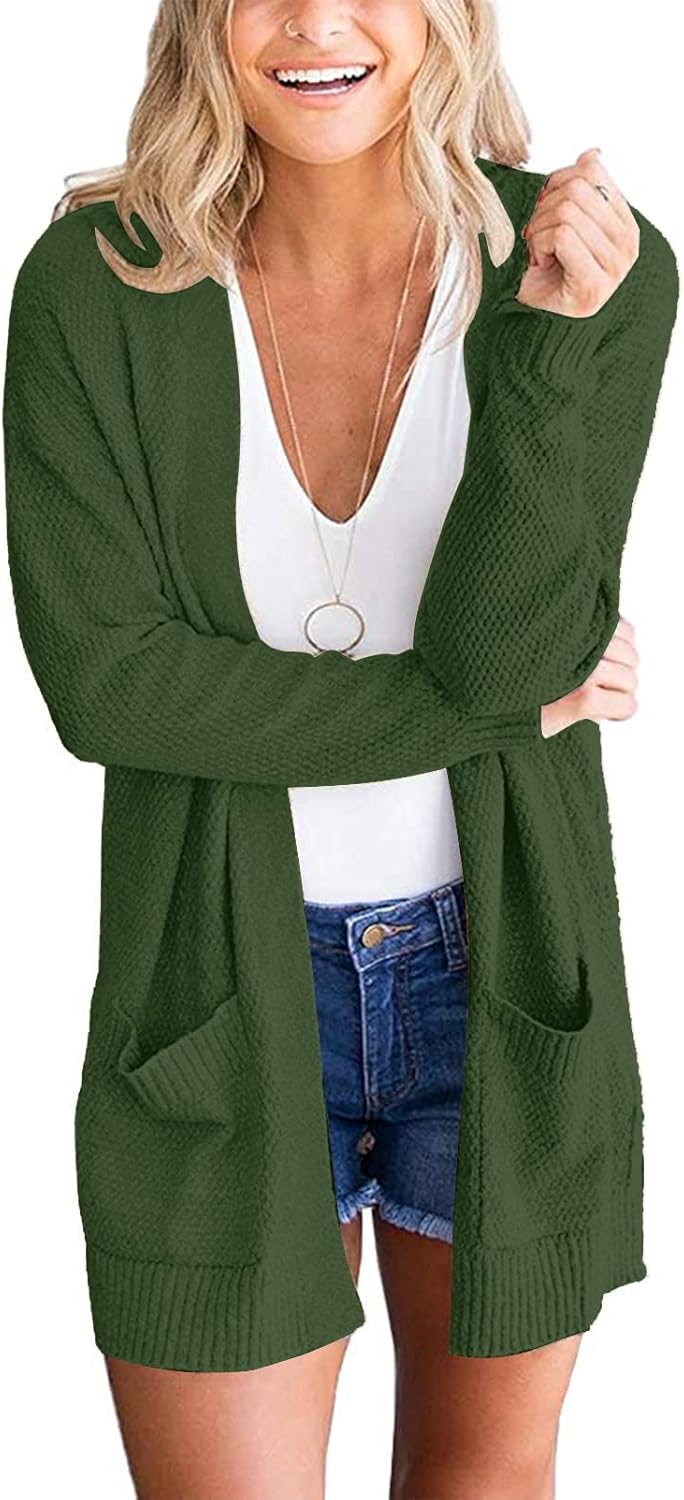 Cozy Women's Long Sleeve Cardigan Sweater with Pockets