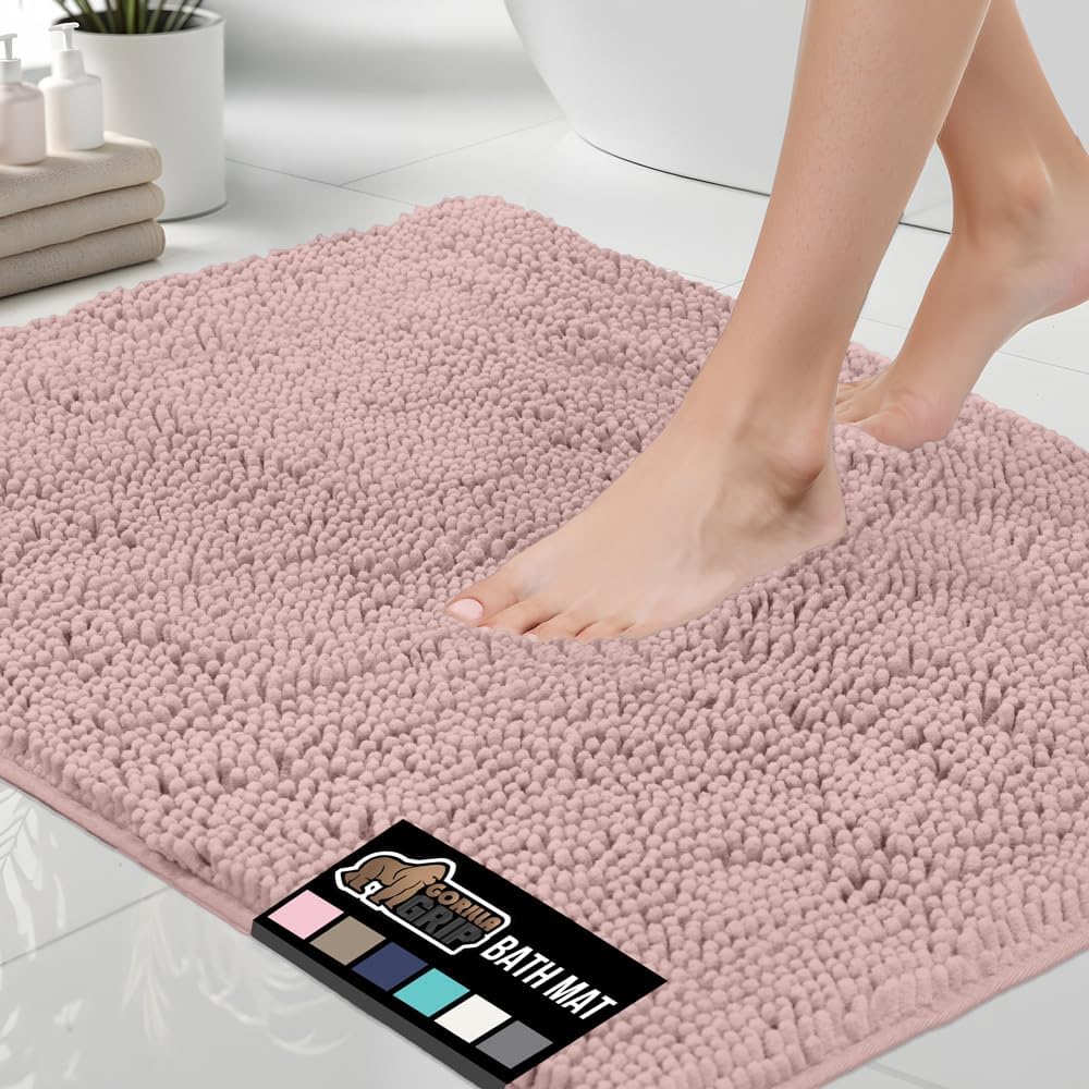 GORILLA GRIP Bath Rug Mat 60x24, Soft Chenille for Comfort