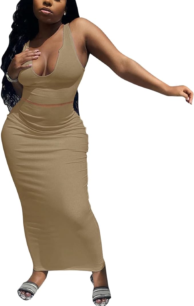 Adogirl Women's Sexy Summer Scoop Neck 2 Piece Outfit Set