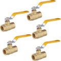 3/4in Heavy Duty Full Port Brass Ball Valve - 5 Pack (Yellow Handle)