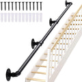 Staircase Handrails 8FT Indoor Metal Handrail - Matte Black Safety