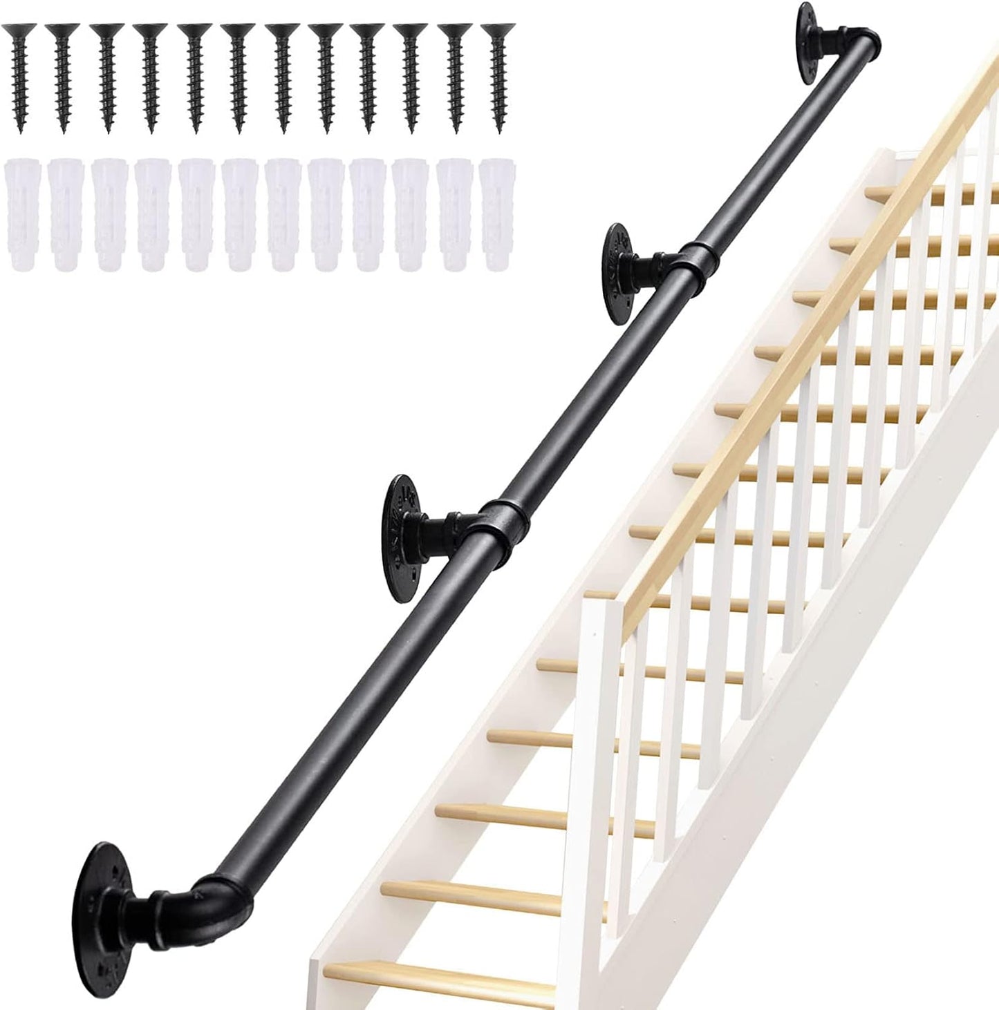 Seeutek Staircase Handrails 8FT Indoor Metal Railing for Safety