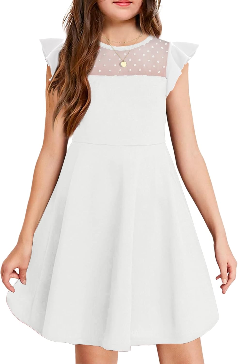 Arshiner Girls Dress Summer Ruffle Sleeve A Line with Pockets