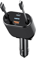 PLDHPRO Retractable Car Charger 4 in 1 62W Fast Charging Adapter