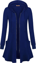 Miusey Womens Zip Up Long Hoodie Jacket Lightweight Tunic (Style KMGG)