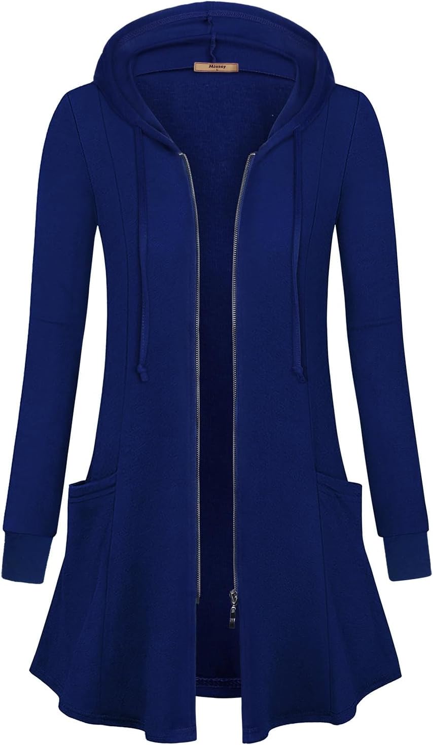 Miusey Womens Zip Up Long Hoodie Jacket for Stylish Comfort