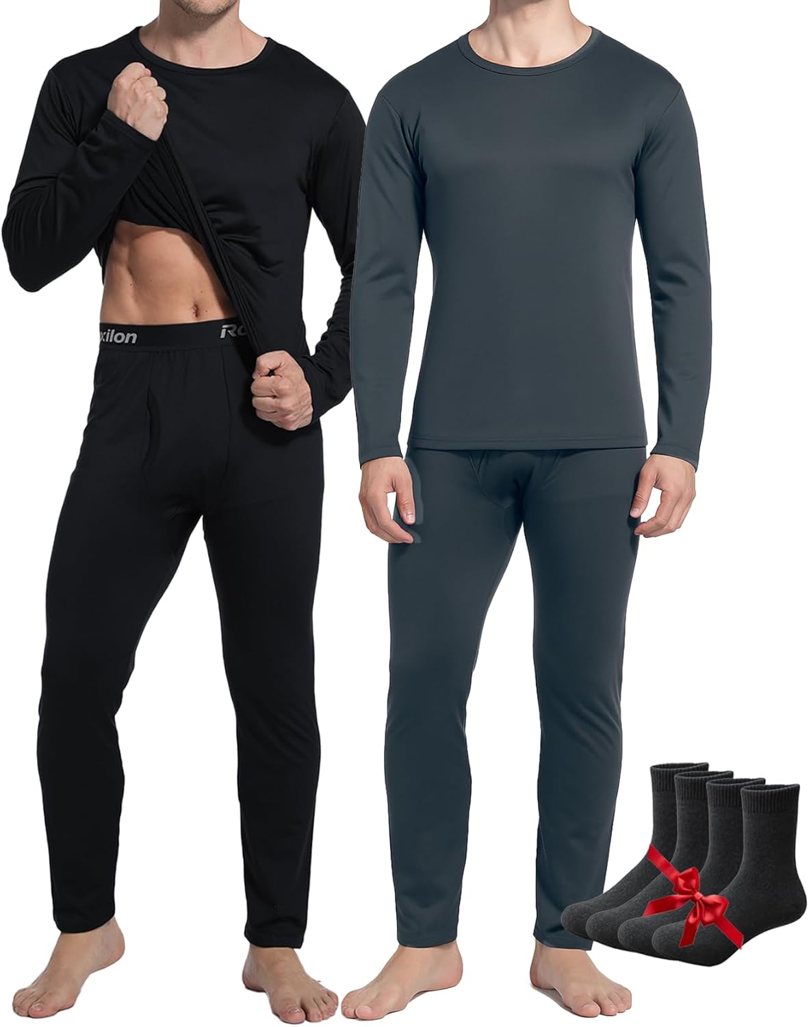 2 Pack Thermal Underwear Long Johns for Men Fleece Lined Set
