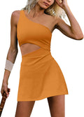 Womens Tennis Dress One Shoulder Skort with Built-In Shorts